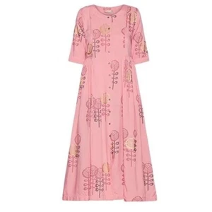 Utsa Maxi Dress Pink Floral Print Button Front Casual Dress Size L P1 - Picture 1 of 7