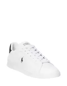 Polo Ralph Lauren Men's Heritage Court II Leather Sneaker White/Black US 10 D - Picture 1 of 5