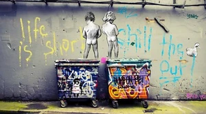 canvas street art embellished painting life is short chill by andy baker - Picture 1 of 8
