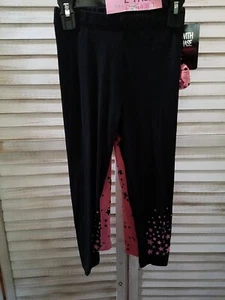 T Couture Girls Leggings Size 4 Pink Black Stars 2 Pack Stretch Little Pull On - Picture 1 of 7