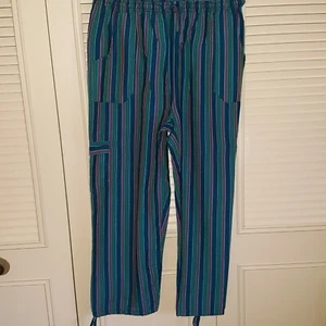 NEU HANDMADE STRAND/FREIZEIT GRÜN MIT STREIFEN HOSE MEDIUM MIT CARGOTASCHEN - Bild 1 von 5