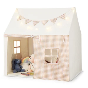 Kids Play Tent Large Playhouse w/ 2 Breathable Windows Star Lights Padded Mat - Picture 1 of 8