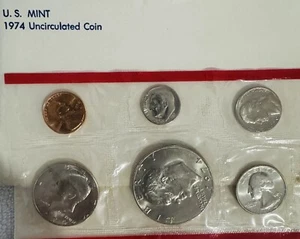 1974 Uncirculated Mint Set Denver United States US 6 Coins D - Picture 1 of 2