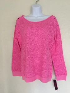 Jenni Juniors Long Sleeve Animal Print Studded Shoulder Sweatshirt Size M - Picture 1 of 2