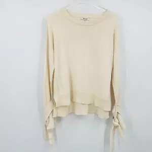Maglione girocollo pullover manica lunga Madewell taglia small panna cravatta polsino - Foto 1 di 10