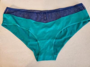 NWT VICTORIA'S SECRET HIPHUGGER PANTIES POLY SATIN SPDX MESH INSET 338067 GRN L - Picture 1 of 2