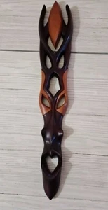 Hand-Carved Open Work Wooden Mask Wall Hanging In The Style Of St. Lucia - Picture 1 of 13