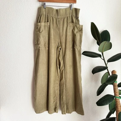 Free People Wide Leg Pants Medium Pull-On Baggy Slouchy Boho Hippie Lagenlook - Image 1 of 4