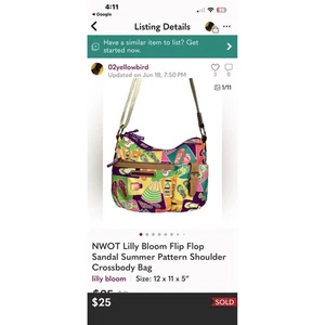 Bolso Bandolera de Verano Sandalia Chanclas Lilly Bloom Colorido Nuevo sin Etiquetas - Imagen 1 de 9