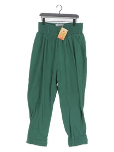 Lucy & Yak Women's Suit Trousers L Green 100% Cotton Wide-Leg Dress Pants - Picture 1 of 5
