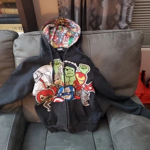 Marvel Little Superheroes Zippered Hoodie Thor,hulk, Ironman,Black Widow Small - Picture 1 of 4