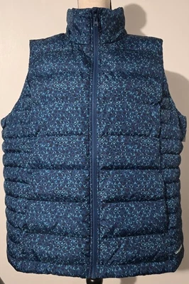 CHALECO ACOLCHADO ABATIBLE LANDS' END TALLA 1X (16W-18W) ESTAMPADO 600 RELLENO AZUL MARINO NEGRO TURCA Foto 1 de 4