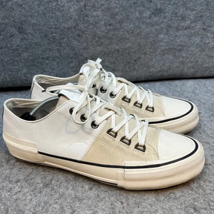 AllSaints White/Cream Leather Suede Low Top Sneakers Designer Shoes Men's 13 - Picture 1 of 10
