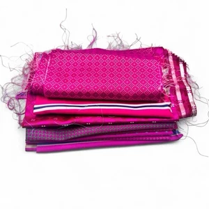 8 Piece Bundle 100% Italian Silk Fabric Magenta Remnants DIY Sewing - Picture 1 of 5