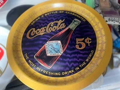 Botella de Coca Cola redonda de 5 centavos placa de letrero de lata de metal 75 aniversario Foto 1 de 2