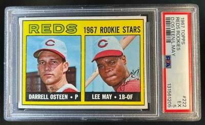 1967 Topps Reds Rookie Stars (Darrell Osteen Lee May) Rookie RC #222 PSA 5 - Image 1 of 2