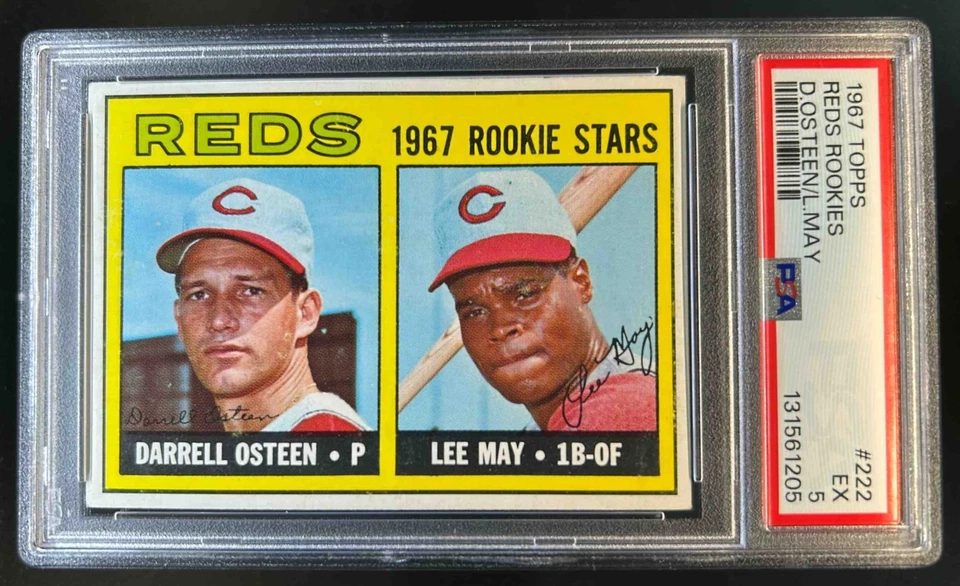 1967 Topps Reds Rookie Stars (Darrell Osteen Lee May) Rookie RC #222 PSA 5 - Image 1 of 2