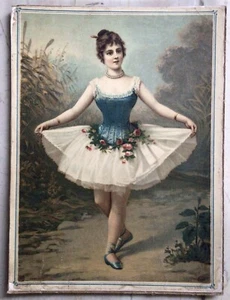 Ballerina Print Dancer Kitsch Art Oleograph Germany Girl Antique Rare - Picture 1 of 6