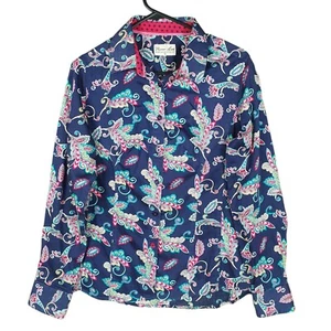 Thomas Cook Women's Shirt 12 Navy Paisley Long Sleeve Western Country Casual - Picture 1 of 8