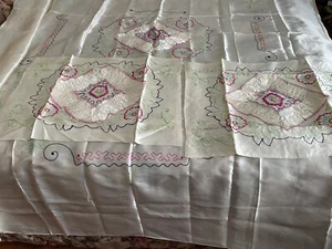 SILK BEDSPREAD & 2 SHAMS UNUSED SOUVENIR EMBROIDERED-PREOWNED JAPANESE - Picture 1 of 12