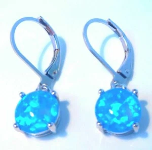 (SE 11) GORGEOUSBLUE  FIRE OPAL   LEVER BACK EARRINGS - Picture 1 of 5