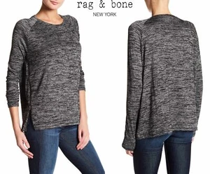 RAG & BONE NWT $160 LONG SLEEVE W/ZIP RAYON BLEND HEATHER BLACK CAMDEN. SZ XXS - Picture 1 of 12