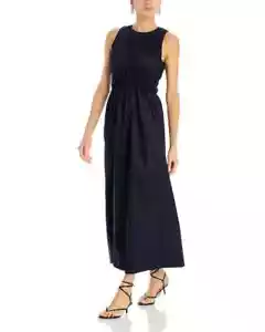 $219 Faithfull the Brand Women's Black Solem Midi Dress Cotton US 6 ymy1424 - Picture 1 of 4