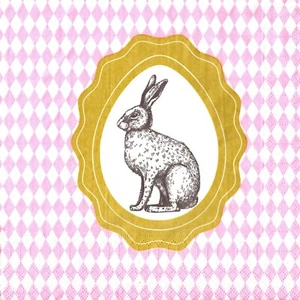 SERVIETTES EN PAPIER LAPIN MEDAILLON PAQUES. PAPER NAPKINS RABBIT MEDALLION  - Imagen 1 de 1