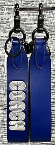 NEW COACH LARGE LOOP KEY FOB RING CHARM LEATHER C7003 SPORT BLUE