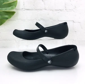 Crocs Women's Mary Jane Size 6 Ballet Flat Black Comfort Walking Working Shoes - Picture 1 of 12