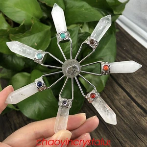 Natural Clear Quartz Seven Chakras Energy Emitter Quartz Crystal Point Ball - Picture 1 of 11