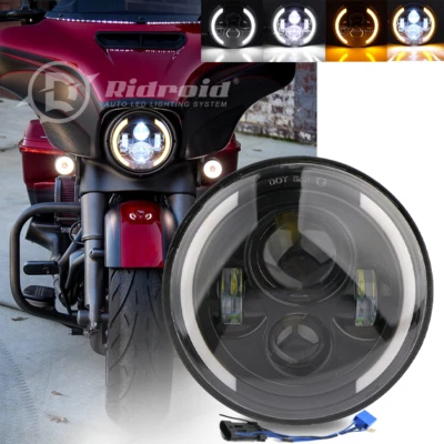 Proyector de faros LED de 7 pulgadas con intermitente para motocicleta Harley-Davidson Foto 1 de 4