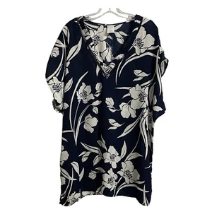 Kona Sol Tropical Floral Swimsuit Cover Up Size Medium Blue White Beach Resort - Picture 1 of 6