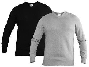 2Pk Black and Gray V-Neck Sweater for Men Tight Knit Stretch Fit Sweater - Picture 1 of 5