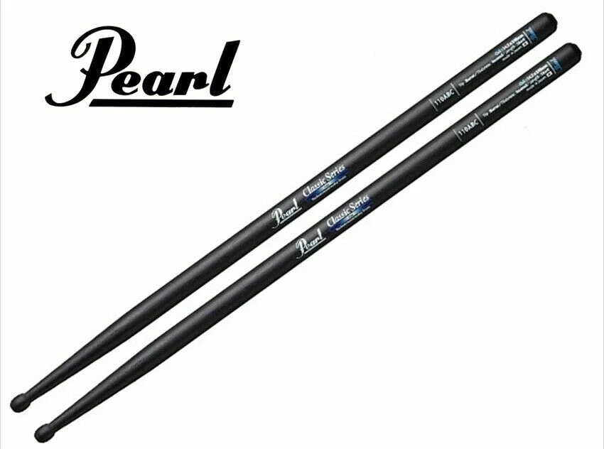 Pearl 110ABC Black Drum Sticks 1pair Oak Black lacquer New - Image 1 of 1