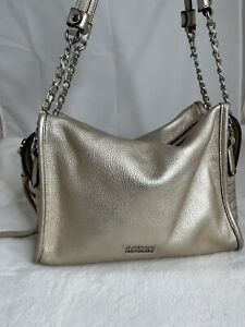 Aimee Kestenberg Gold Metallic Box Handbag w/Chain Straps