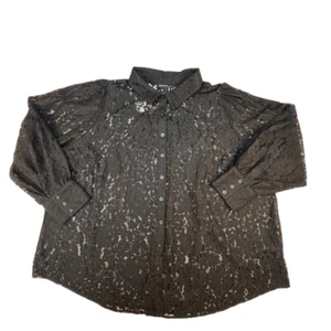 Blusa Torrid 3X Negra Madison Transparente Encaje Abotonada Glamorosa Emo Gótica Elegante Top - Imagen 1 de 9
