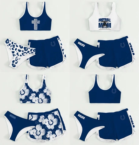 Indianapolis Colts Womens 3PCS Sports Yoga Suit Crop Tops Cover Up Swim Shorts Cover