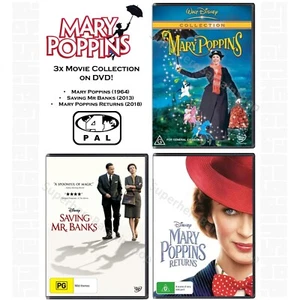 Mary Poppins | 3-Movie Collection (DVD, 3-Disc) PAL Region 4 (Returns, Saving Mr - Picture 1 of 11