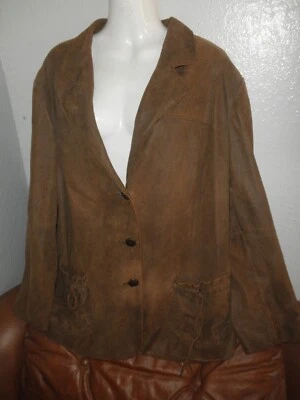 Ladies Lined Jacket, J. Jill, Brown Lightweight Suede, Plus 2X - Image 1 of 3