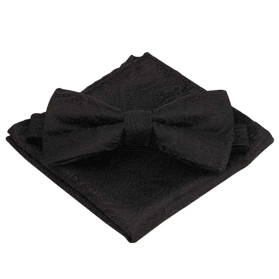 Smoking masculino paisley floral gravata borboleta lenço festa de casamento bolso conjunto quadrado - Imagem 1 de 1