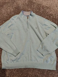 Vineyard Vines Pullover Herren XL grün 1/4 Reißverschluss Mock Ausschnitt Baumwolle Jersey Strick - Bild 1 von 4