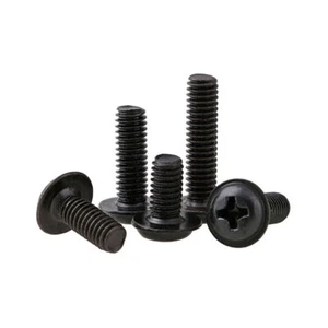 Black Carbon Steel Flanged Phillips Cross Button Head Machine Screws M2 To M6 - Picture 1 of 12