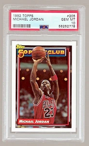 1992 TOPPS BASKETBALL CARD #205 HOF MICHAEL JORDAN PSA 10 50 POINT CLUB BULLS - Picture 1 of 5