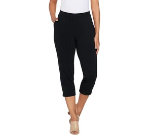 Leggings Susan Graver Weekend Premium Elasticizzati Pull On Capri Nero S Nuovi - Foto 1 di 1