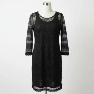 Vestido Vaina Bar III XL Negro Encaje Crochet Floral Boho Gótico Manga 3/4 Fiesta - Imagen 1 de 7