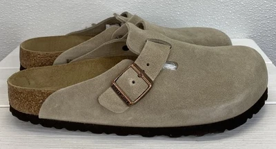 Zuecos informales sin cordones Birkenstock Boston cama suave unisex talla M8 W10 gamuza topo Foto 1 de 4