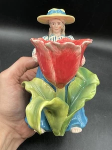 Blue Sky Clayworks Laura Kelly 18 Carrots Candle planter Lady Blue dress Tulip - Picture 1 of 12