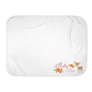 Baby Girl Personalized Custom Woodland Deer Receiving Blanket - Picture 1 of 12