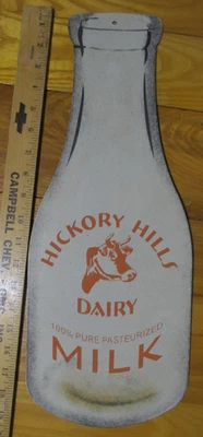 LETRERO GRUESO DE ACERO NOGAL AMERICANO EN FORMA DE BOTELLA DE LECHE Mantequilla de leche Queso Granja pesada Foto 1 de 4